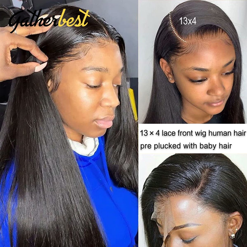 Straight Lace Front Wig Human Hair 13x4 HD Lace Frontal Wigs