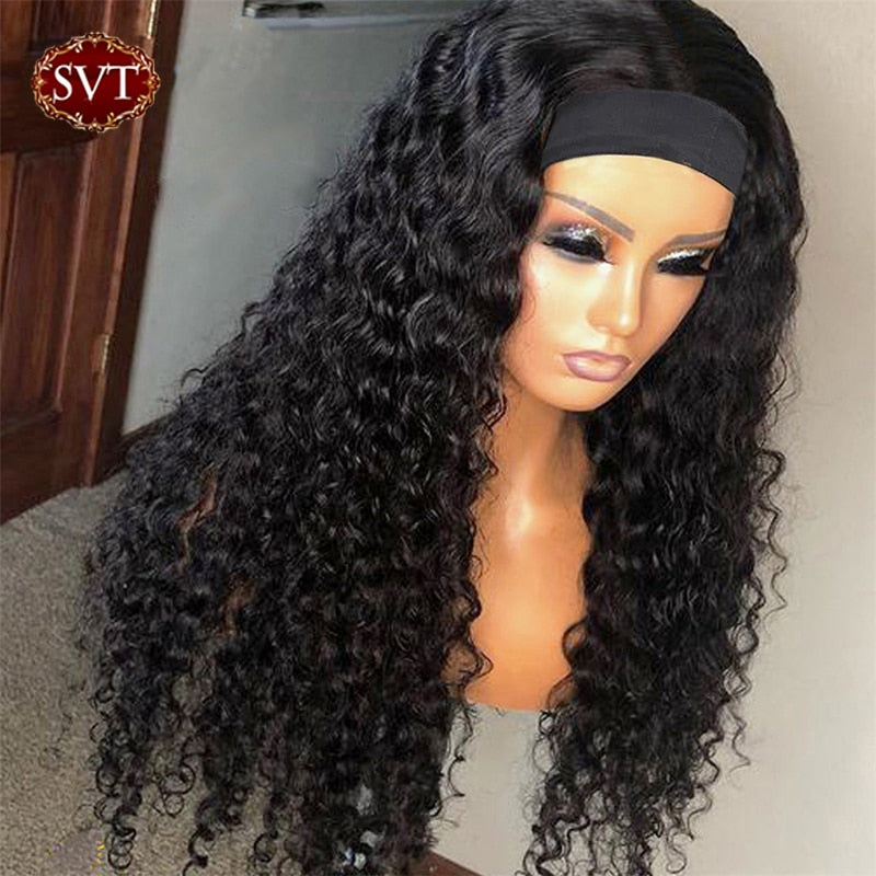 SVT Indian Deep Wave Headband Wig Human Hair Wig 26 Inch Human