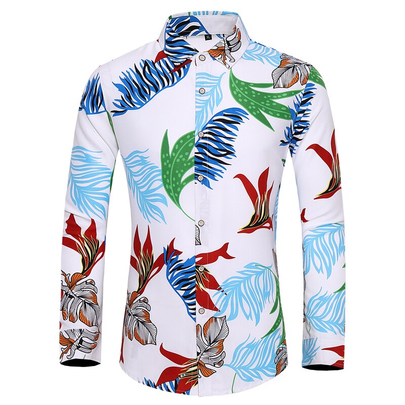 Many styles men long-sleeved plus size 7XL shirt fashion rose plant flower printed