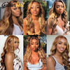 Highlight Wig Human Hair Honey Blonde Body Wave Lace Front Wig P4/27 Ombre Lace Front Wig 13x4 Transparent Lace Wig