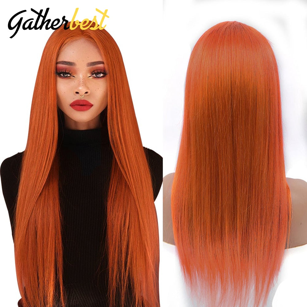 Ginger Human Hair Wig 34 Inch Straight Human Hair Wig For Black Women Glueless 4x4 Straigh