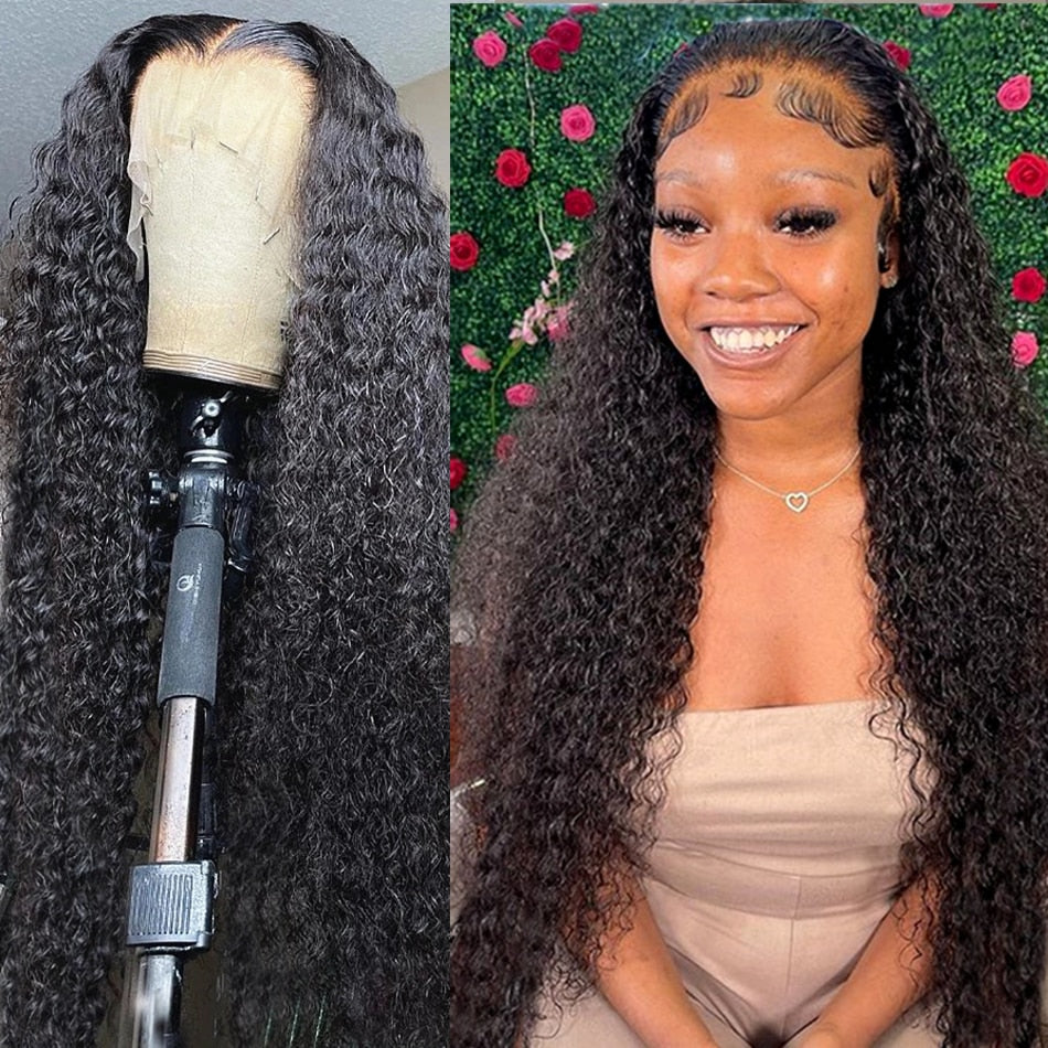 30 40 Inch Deep Wave Frontal Wig Human Hair 13x4 Curly Lace Front Wig