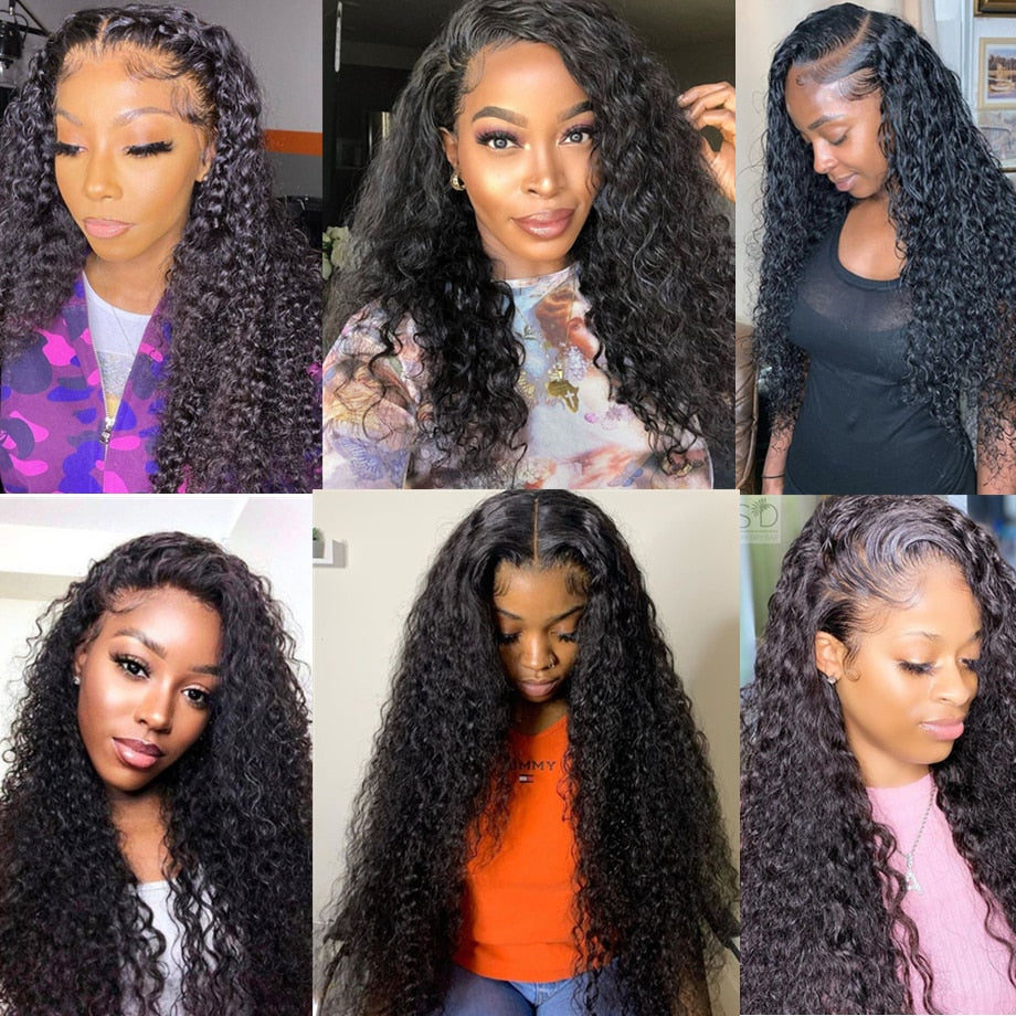 30 40 Inch Deep Wave Frontal Wig Human Hair 13x4 Curly Lace Front Wig