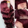 Body Wave Wigs 13x4 Burgundy Transparent Lace Frontal Wig Human Hair