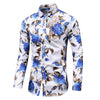 Autumn Men Slim Floral Print Long Sleeve Shirts Fashion Brand Party