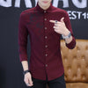 Spring and Autumn Men's Long Sleeve Shirt Fashion Casual Rose Pattern Print Shirt Men's