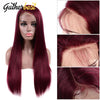 99J Burgundy Straight Wig 13x4 HD Transparent Lace Front Human Hair Wigs