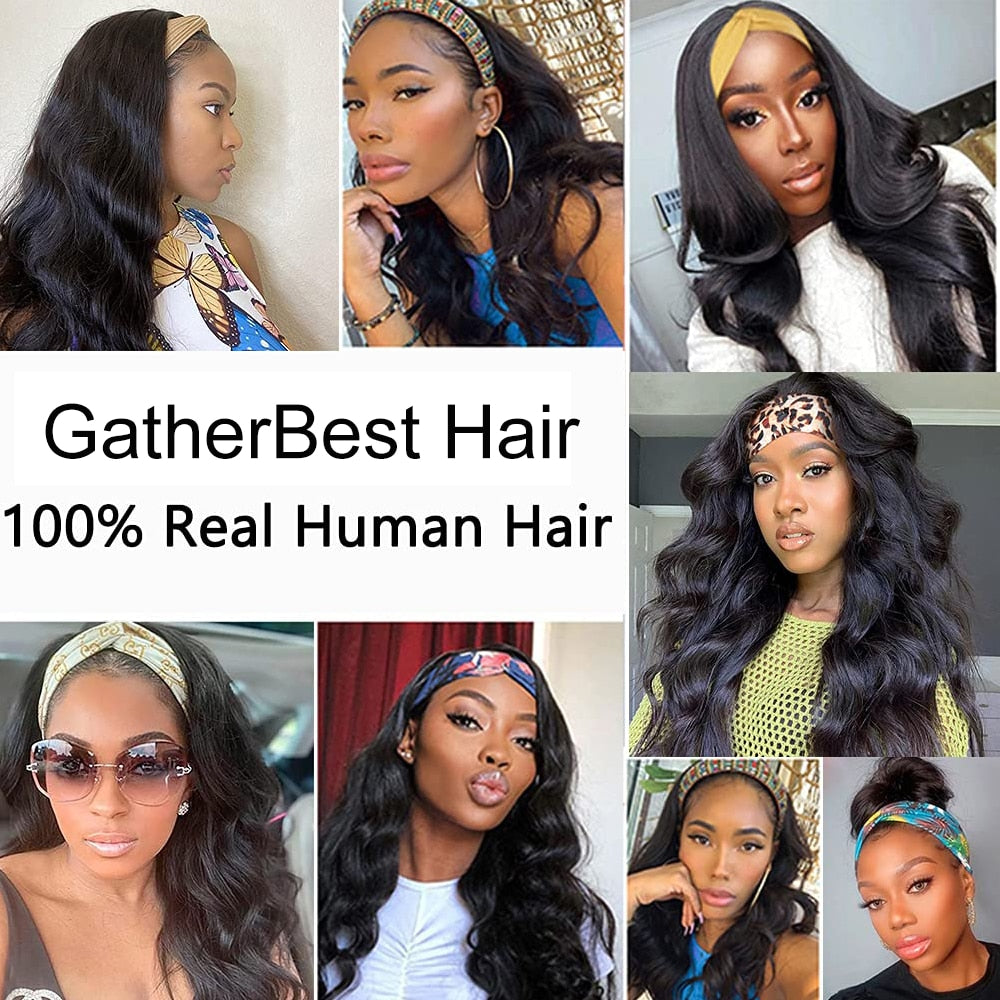 Body Wave Wig  Virgin Hair Machine Made Wigs Headband Wigs for Black Women