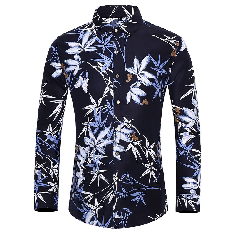 Many styles men long-sleeved plus size 7XL shirt fashion rose plant flower printed