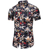 Fashion Flower Design Short Sleeve Casual Shirts Men's Hawaiian Blouse