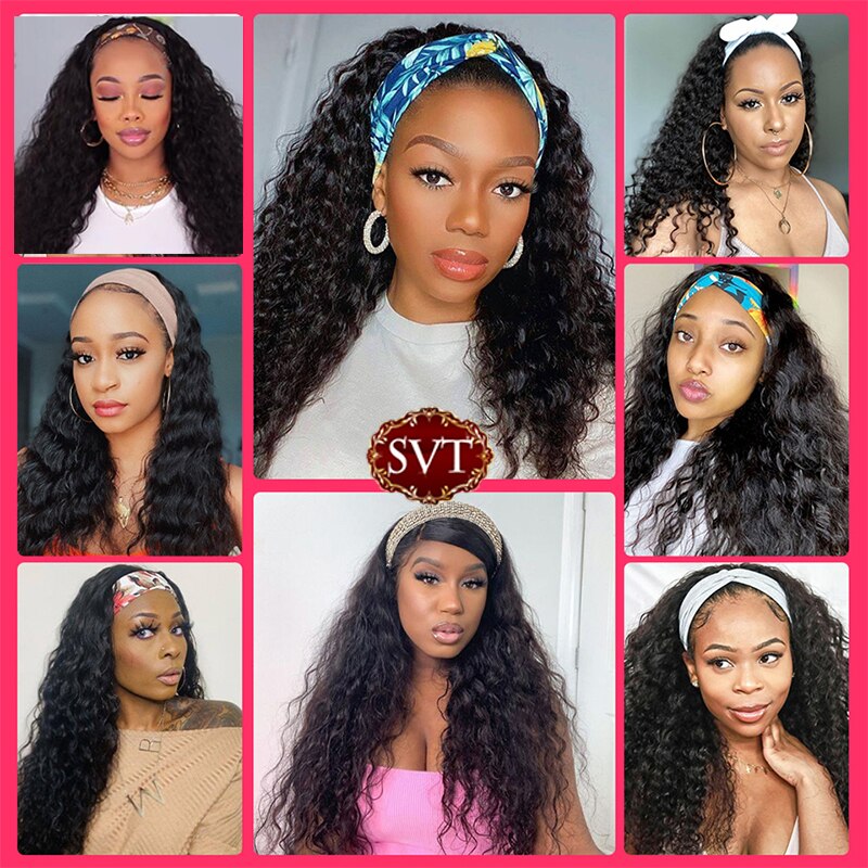 SVT Indian Deep Wave Headband Wig Human Hair Wig 26 Inch Human