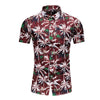 Fashion Flower Design Short Sleeve Casual Shirts Men's Hawaiian Blouse