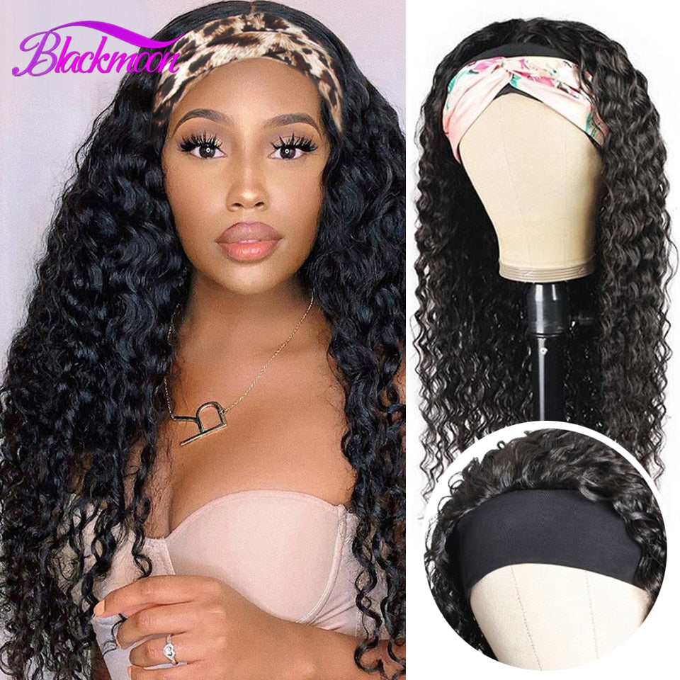 Brazilian Deep Wave Headband Human Hair Wig Highlight Glueless Wig for Women P4-27 Honey Blonde