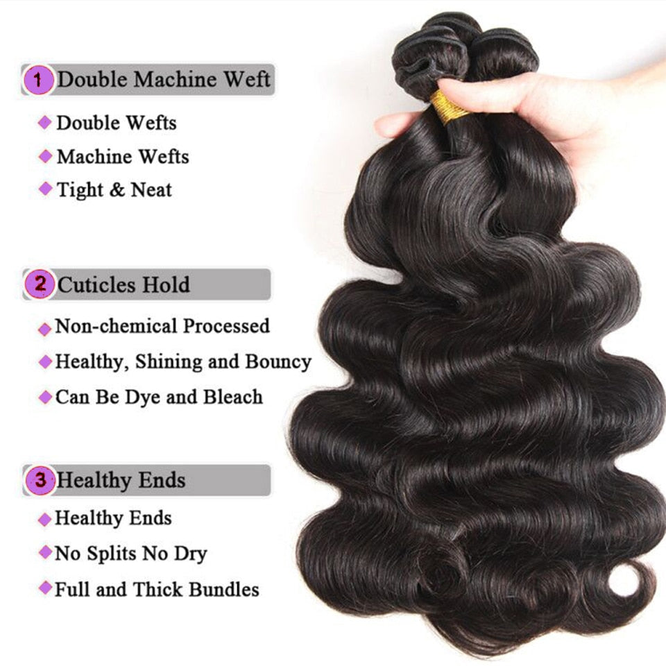 Malaysian Body Wave Lace Frontal Closure With Bundles 100% Human Hair Bundles