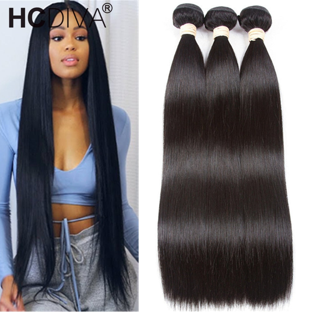 Brazilian Straight Hair Bundles 3/4 Pieces Straight Human Hair Bundles 10A 8-32 Inch Remy Human Hair