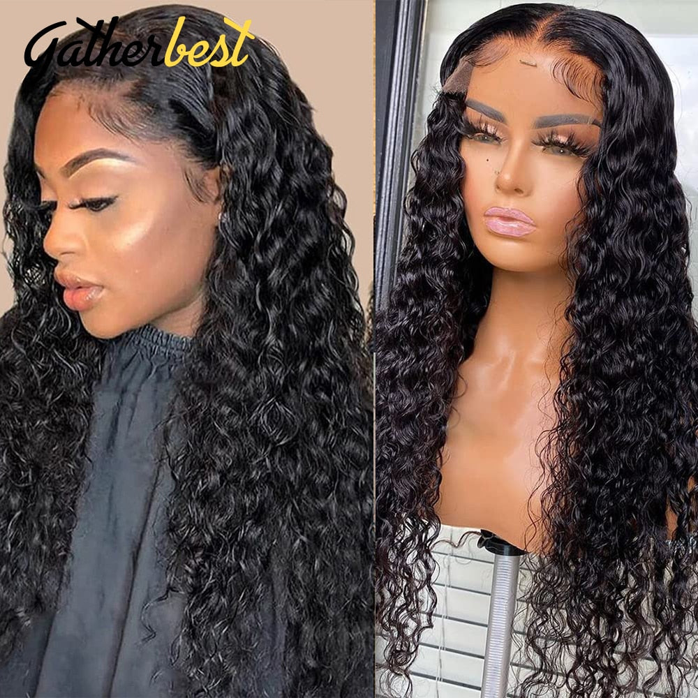 13X4 Lace Front Wig Water Wave Human Hair HD Transparent Deep Curly Lace Frontal Wigs Wet and Wavy