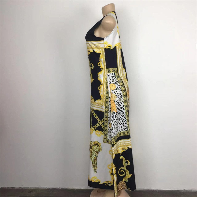 Bohemian Floral Printing Hollow Out Elegant Dresses For Women Large Swing Sexy