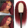 Burgundy Deep Wave Lace Frontal Wig 180% Density 13X4 Lace Front Wig Colored Red Curly Human Hair