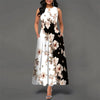 Bohemian Floral Printing Hollow Out Elegant Dresses For Women Large Swing Sexy