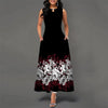 Bohemian Floral Printing Hollow Out Elegant Dresses For Women Large Swing Sexy