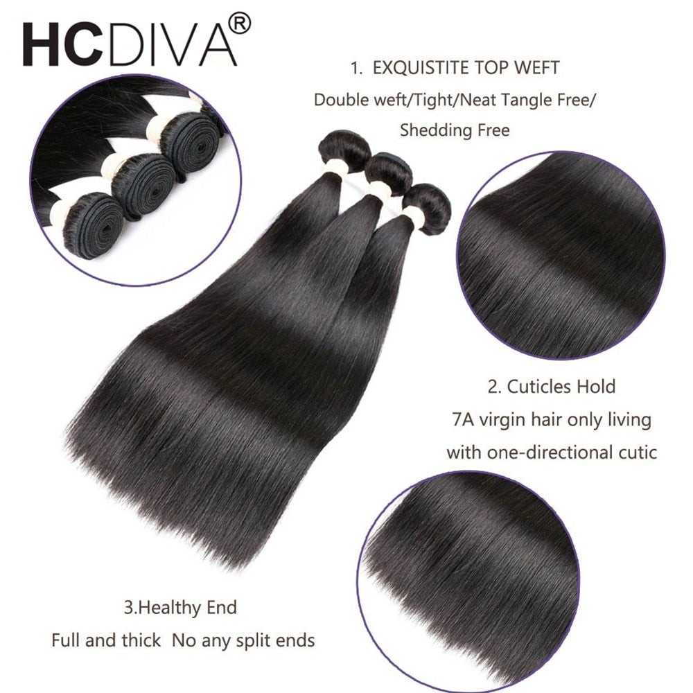 Brazilian Straight Hair Bundles 3/4 Pieces Straight Human Hair Bundles 10A 8-32 Inch Remy Human Hair