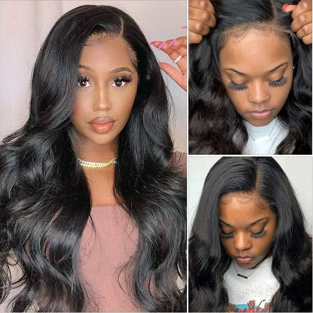 13x6 Lace Frontal Wig Human Hair Body Wave HD Transparent Lace Front Wigs Pre Plucked