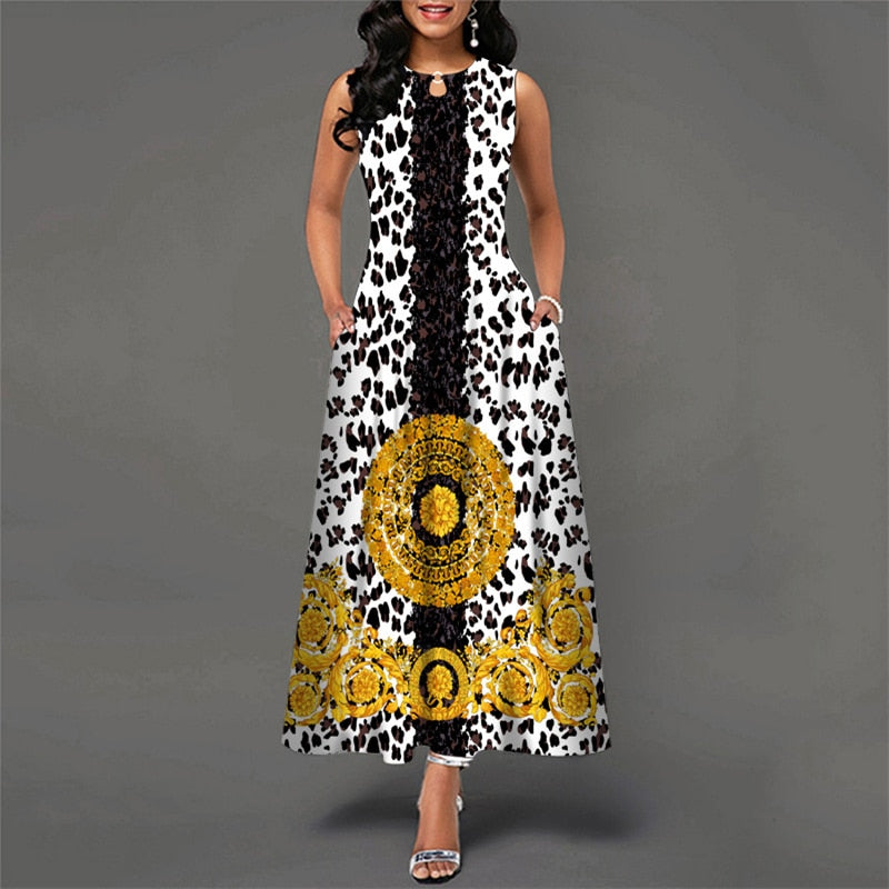 Bohemian Floral Printing Hollow Out Dresses For Women