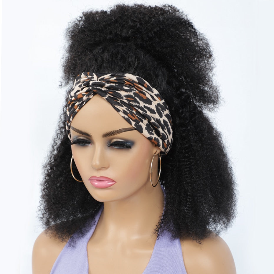 Afro kinky curly headband wigs Human Hair Wig Glueless Headband Kinky Curly