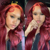 Body Wave Wigs 13x4 Burgundy Transparent Lace Frontal Wig Human Hair