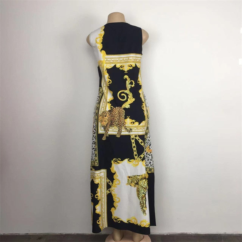 Bohemian Floral Printing Hollow Out Elegant Dresses For Women Large Swing Sexy