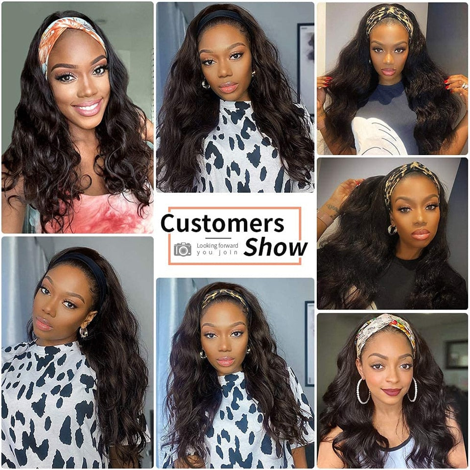 Headband Wig Body Wave Human Hair Wigs With Headband