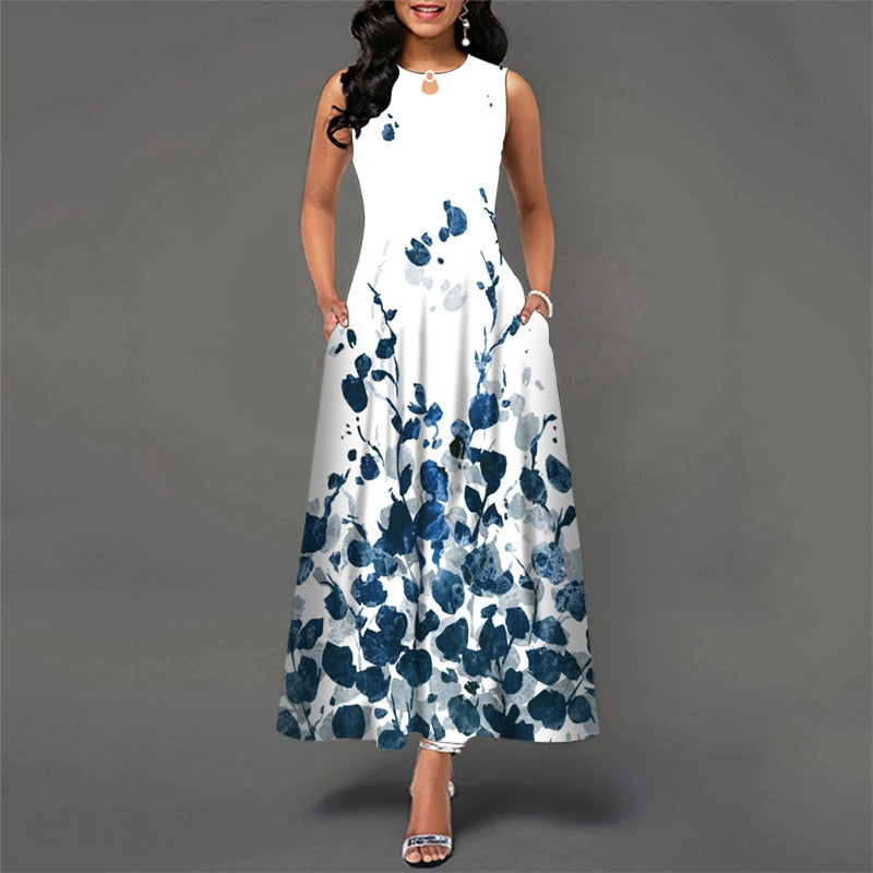 Bohemian Floral Printing Hollow Out Dresses For Women