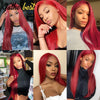 Burgundy Lace Front Wig 13x4 Transparent Lace Frontal Wig Human Hair Straight 99J Colored Lace Wigs For Women