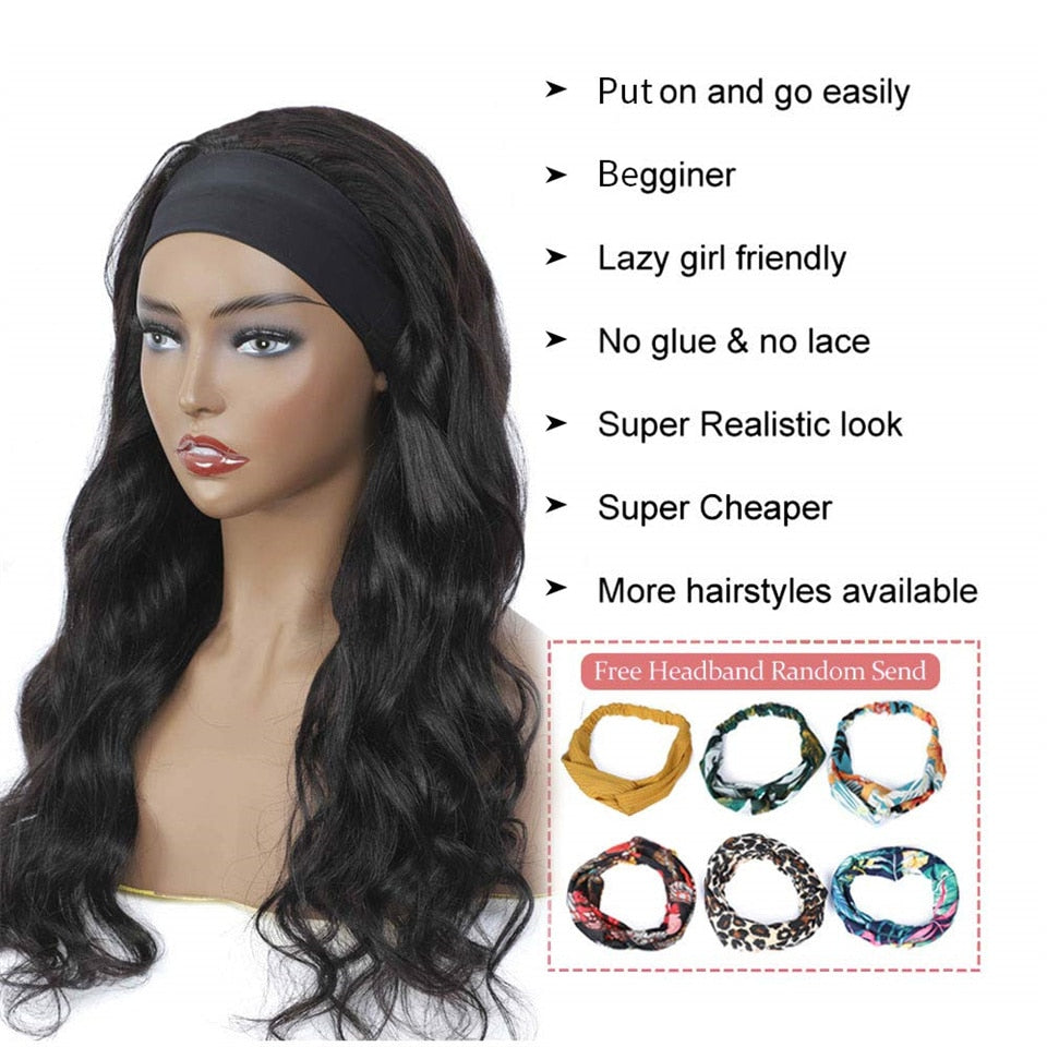 Headband Wig Body Wave Human Hair Wigs With Headband