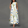 Bohemian Floral Printing Hollow Out Elegant Dresses For Women Large Swing Sexy