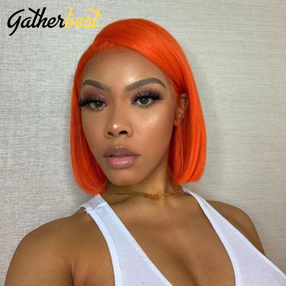 Ginger Short Bob Wig Brazilian Straight Wig For Women 13x4 HD Lace Frontal Human Hair Wigs Pre Plucked Hairline With Baby Hair